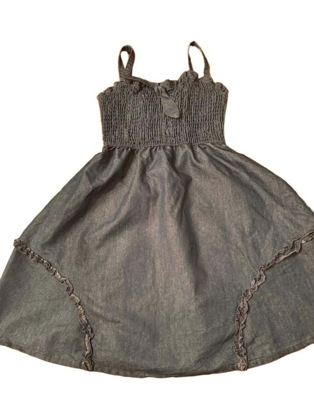 btween Girls Smocked Denim Dress with Ruffled Hem Size 8 H1267